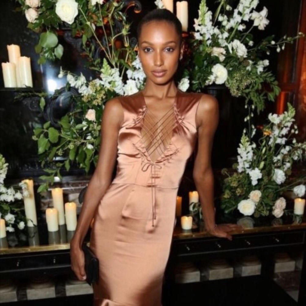 Jonathan Simkhai rust maxi satin dress S Free Silk Face Mask